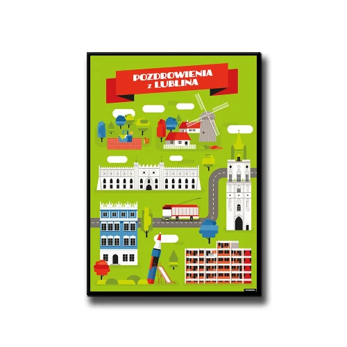 Plakat Pozdrowienia z Lublina białe tło