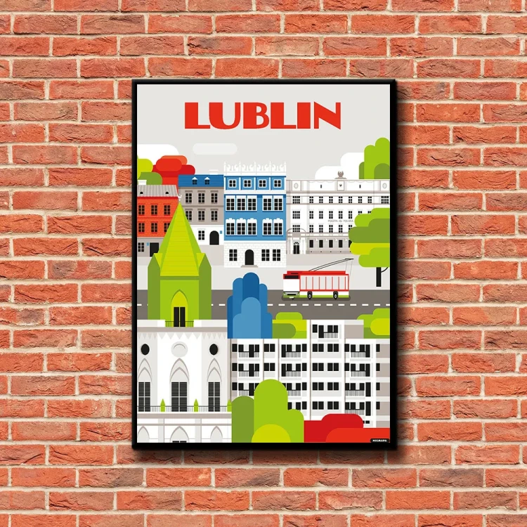 Plakat Lublin tło ściana czerwone cegły