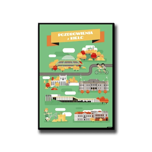 Plakat Pozdrowienia z Kielc białe tło