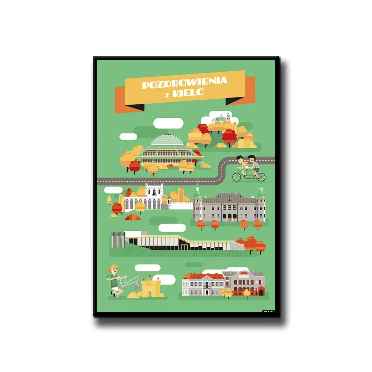 Plakat Pozdrowienia z Kielc białe tło