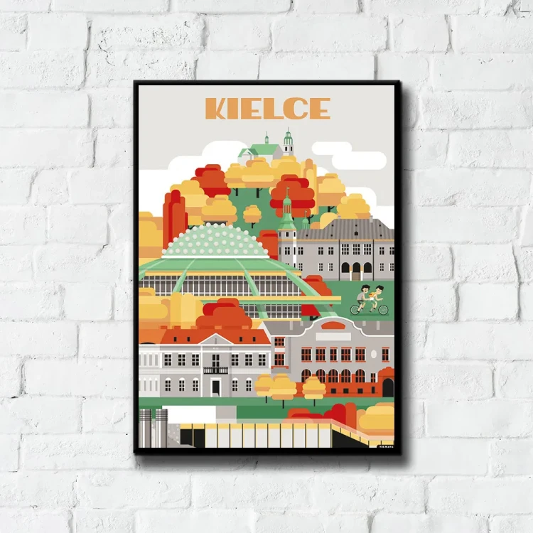 Plakat Kielce tło ściana białe cegły