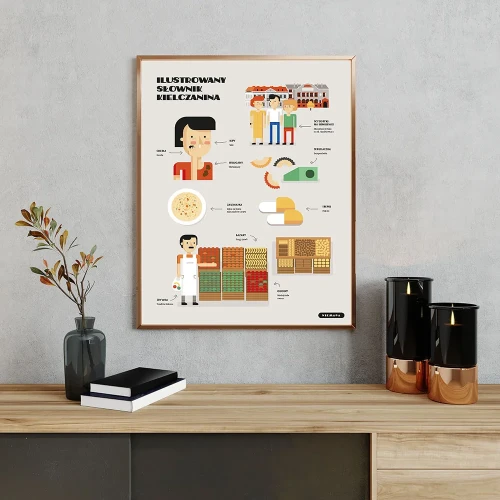 Plakat Ilustrowany Słownik Kielczanina mockup