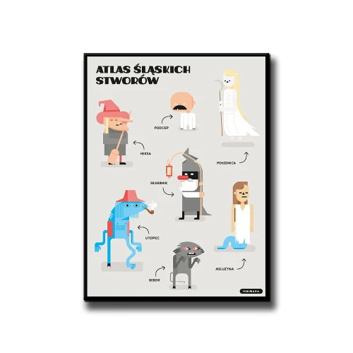 Plakat Atlas Śląskich Stworów białe tło