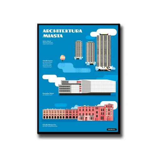 Plakat Architektura Miasta Katowice białe tło