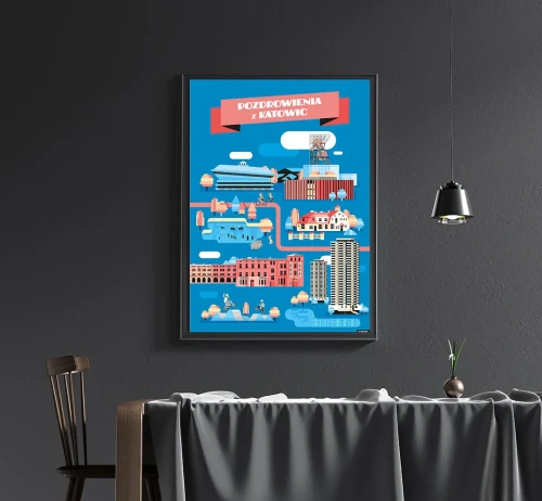 Plakat Pozdrowienia z Katowic mockup