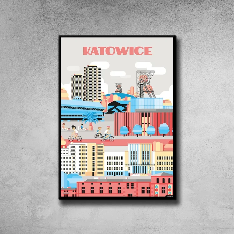 Plakat Katowice tło ściana szary beton