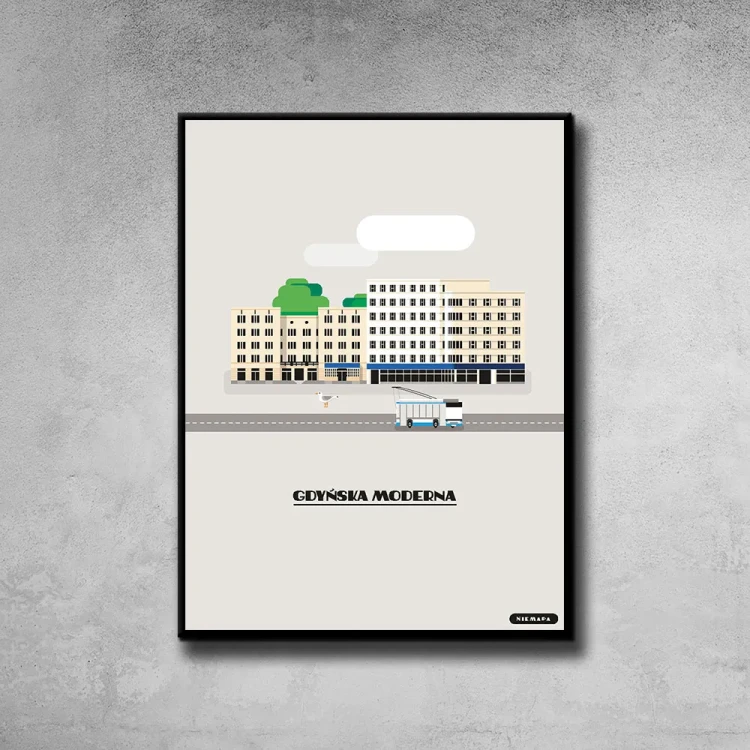 Plakat Gdyńska Moderna tło ściana szary beton