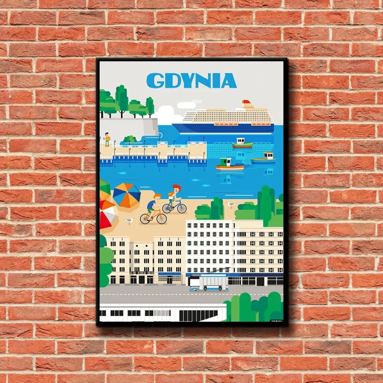 Plakat Gdynia tło ściana czerwone cegły