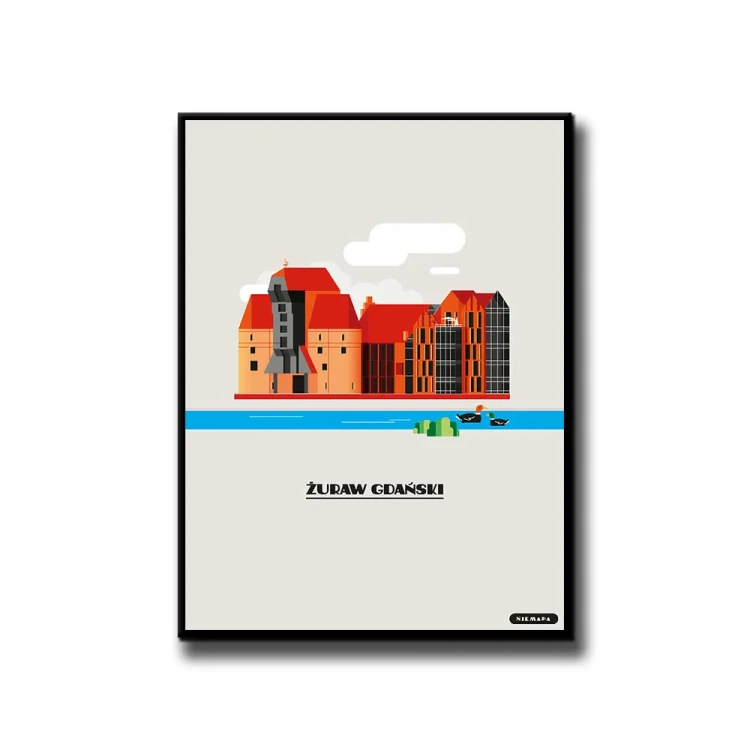 Plakat Żuraw Gdański białe tło
