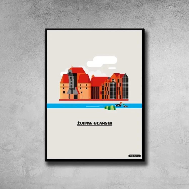 Plakat Żuraw Gdański tło ściana szary beton