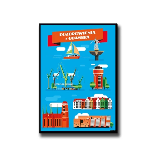 Plakat Pozdrowienia z Gdańska białe tło