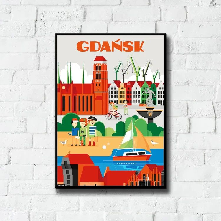 Plakat Gdańsk tło ściana białe cegły