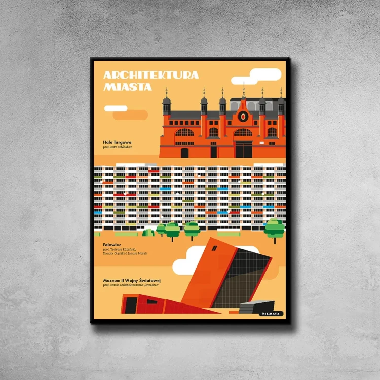 Plakat Architektura Miasta Gdańsk tło ściana szary beton