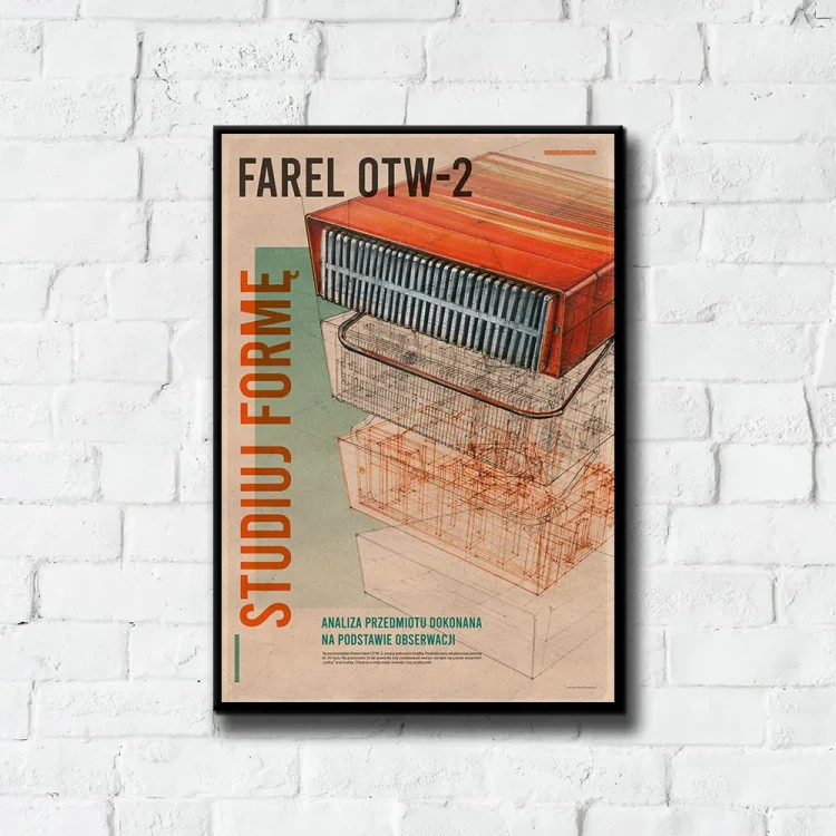 Plakat FAREL OTW2 tło ściana białe cegły