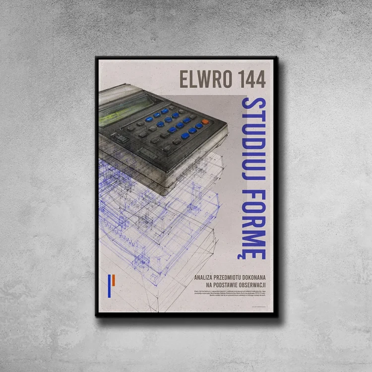Plakat Kalkulator ELWRO 144 tło ściana szary beton