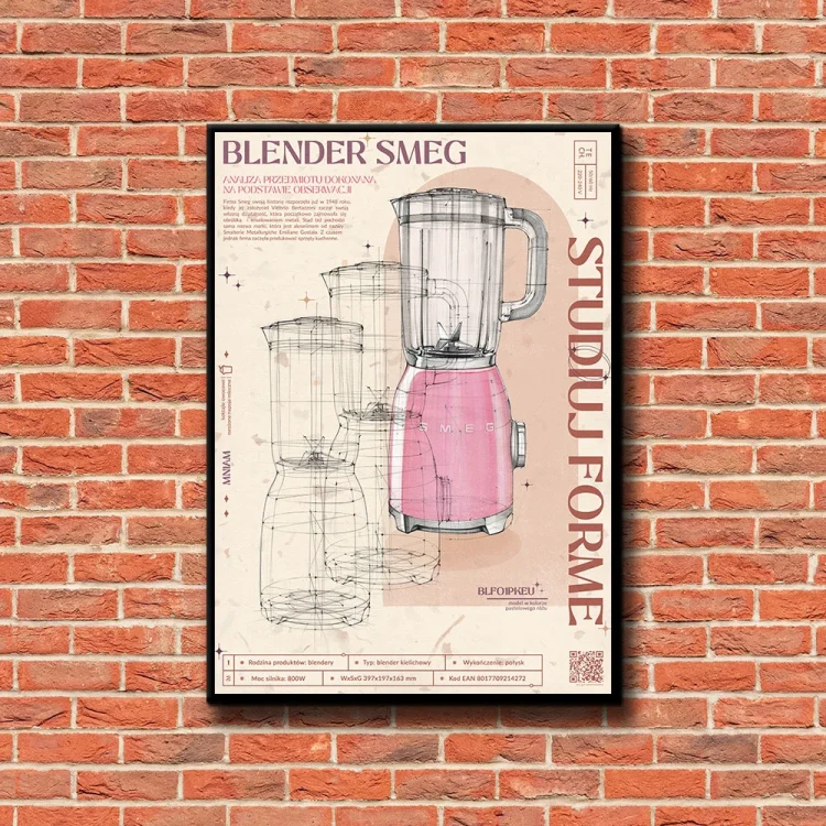 Plakat Blender SMAG tło ściana czerwone cegły