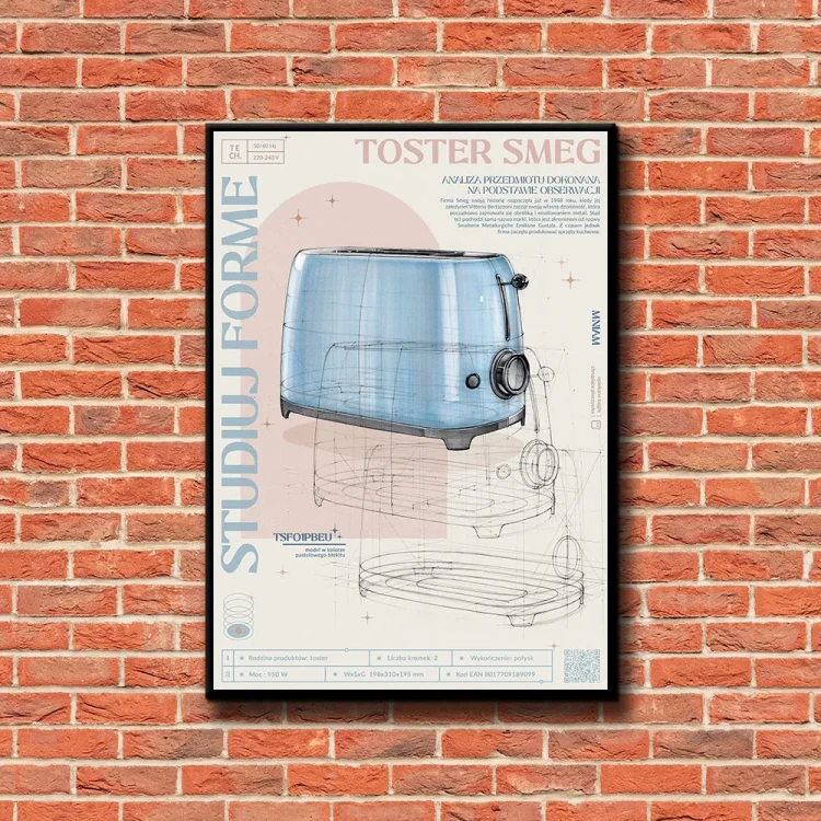 Plakat Toster SMAG tło ściana czerwone cegły