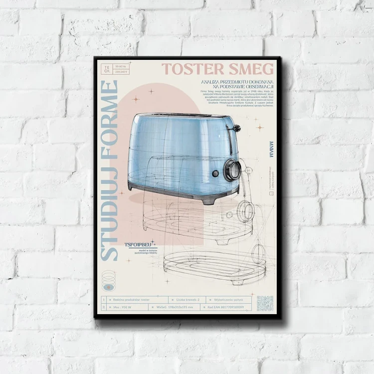 Plakat Toster SMAG tło ściana białe cegły