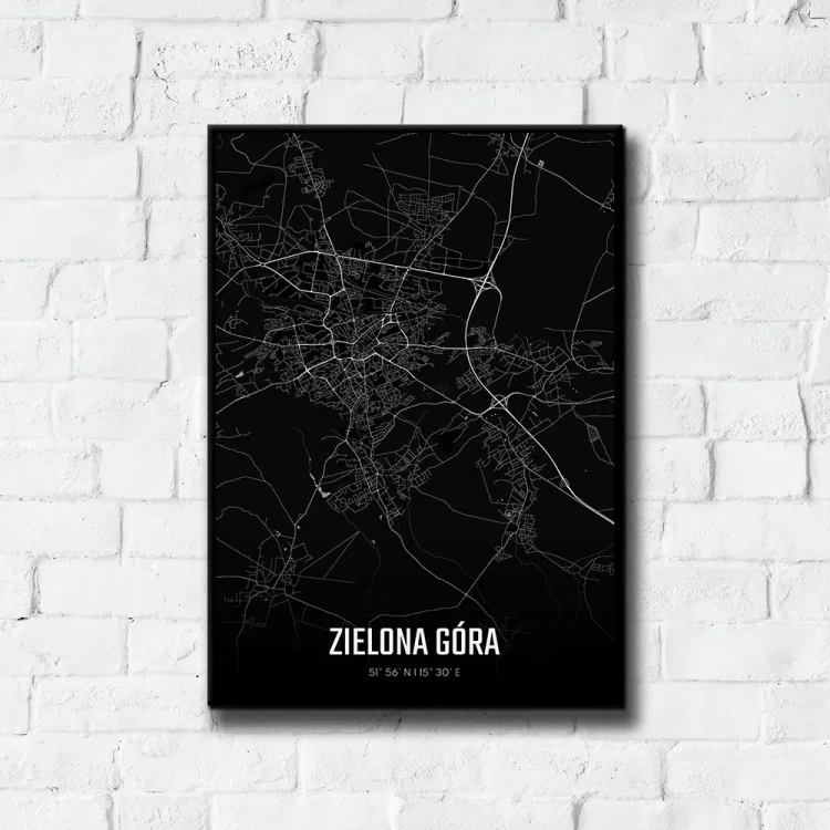 Plakat Zielona Góra night tło ściana białe cegły
