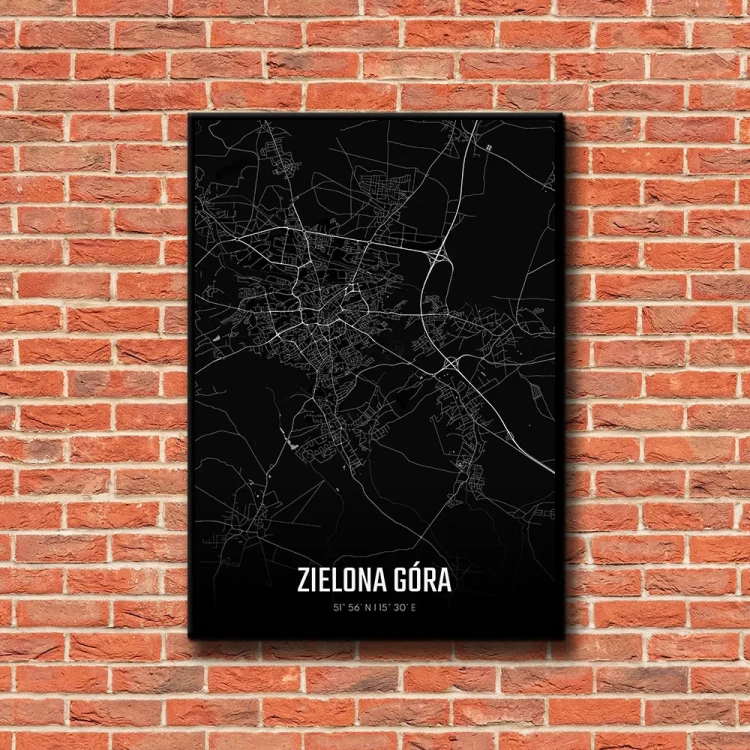 Plakat Zielona Góra night tło ściana czerwone cegły