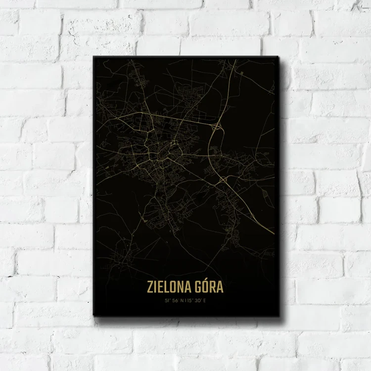 Plakat Zielona Góra amber night tło ściana białe cegły