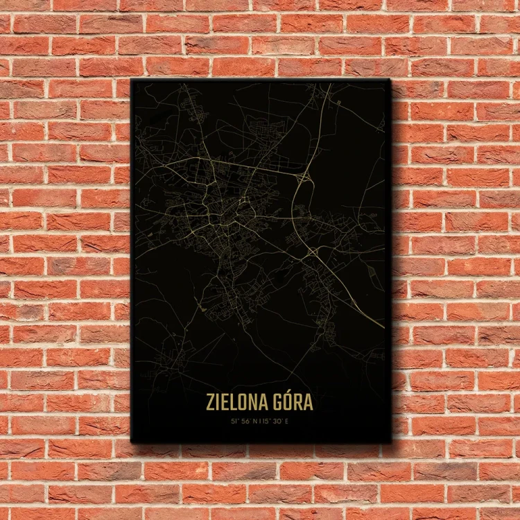 Plakat Zielona Góra amber night tło ściana czerwone cegły