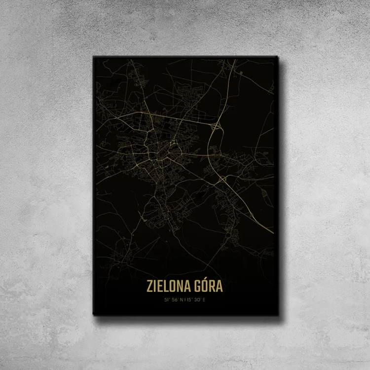 Plakat Zielona Góra amber night tło ściana szary beton