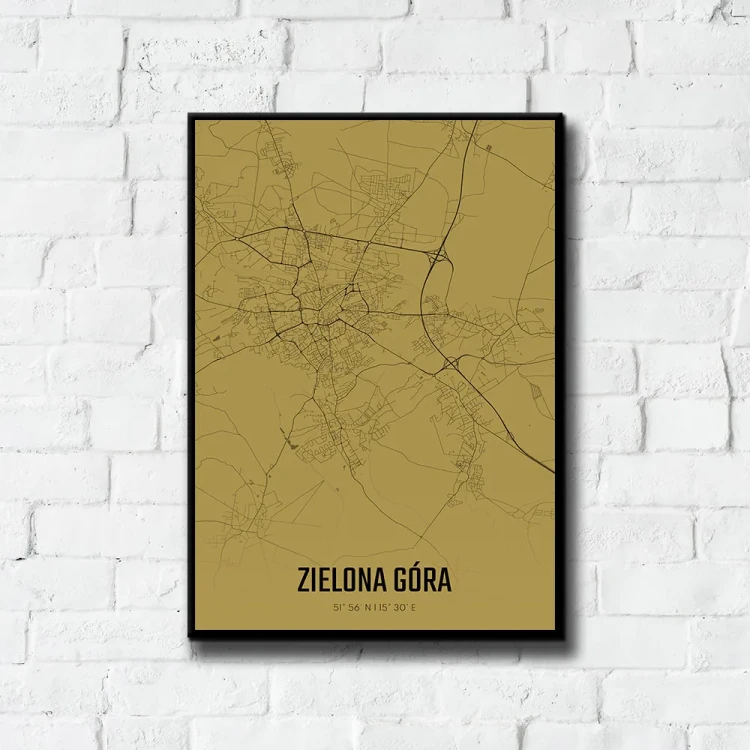 Plakat Zielona Góra amber tło ściana białe cegły