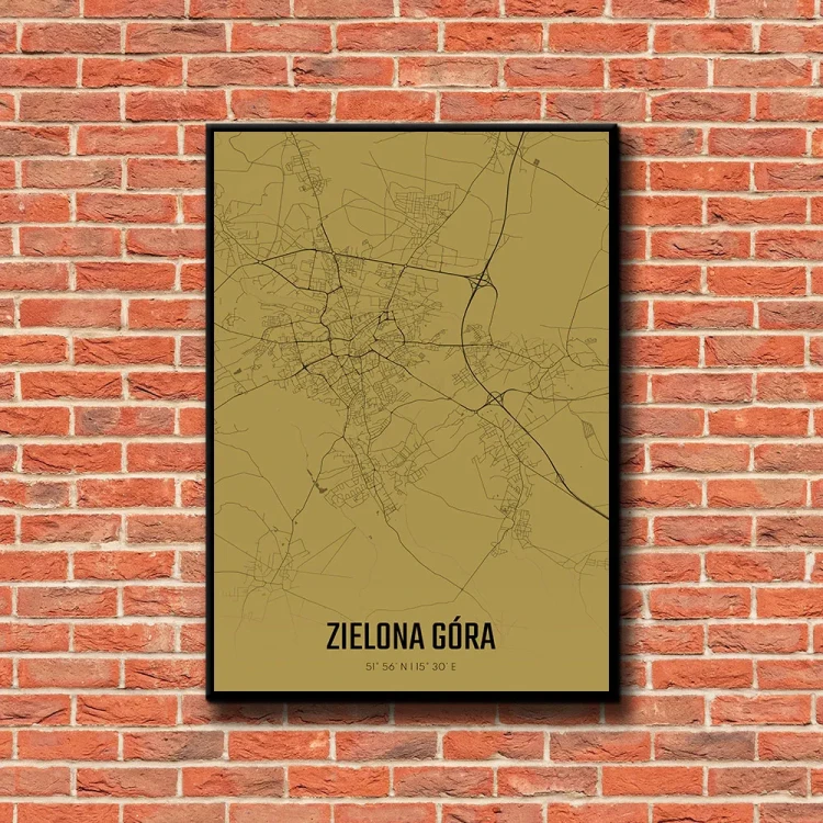 Plakat Zielona Góra amber tło ściana czerwone cegły