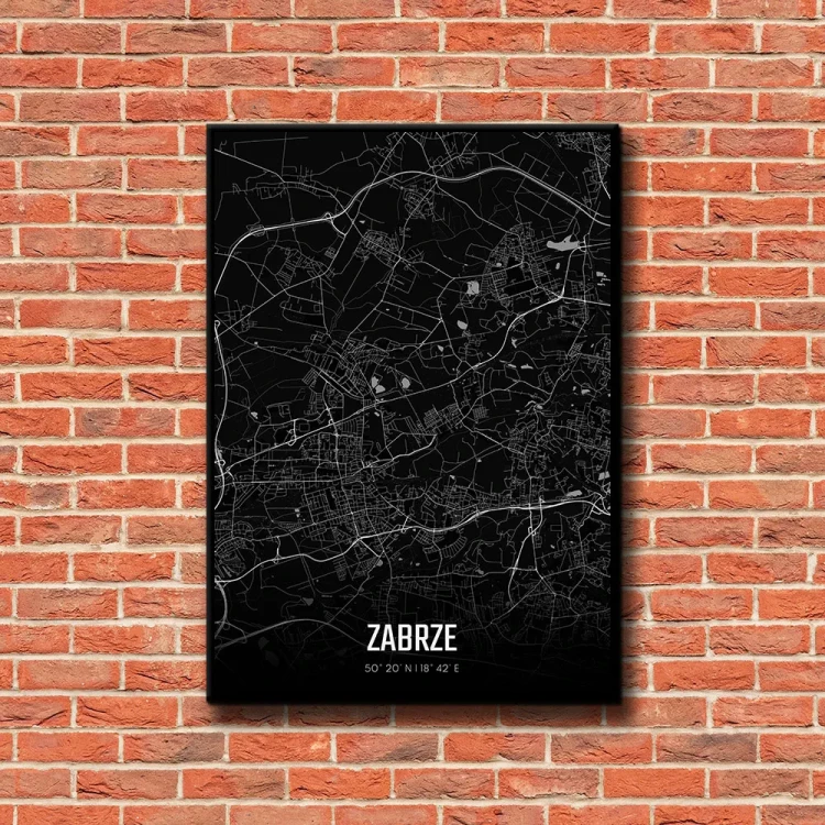 Plakat Zabrze night tło ściana czerwone cegły