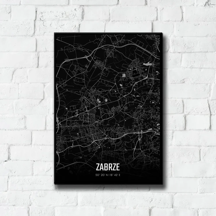 Plakat Zabrze night tło ściana białe cegły