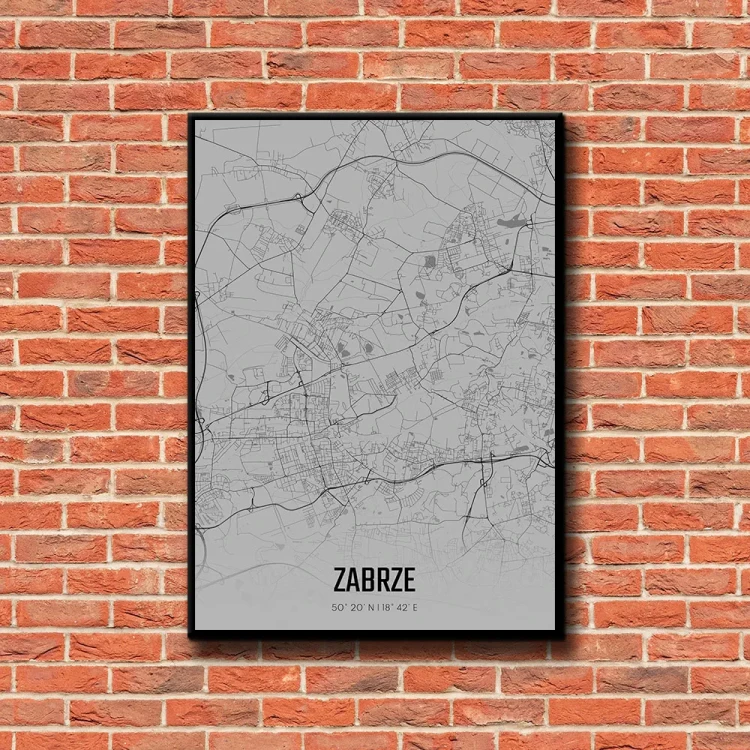 Plakat Zabrze fog tło ściana czerwone cegły