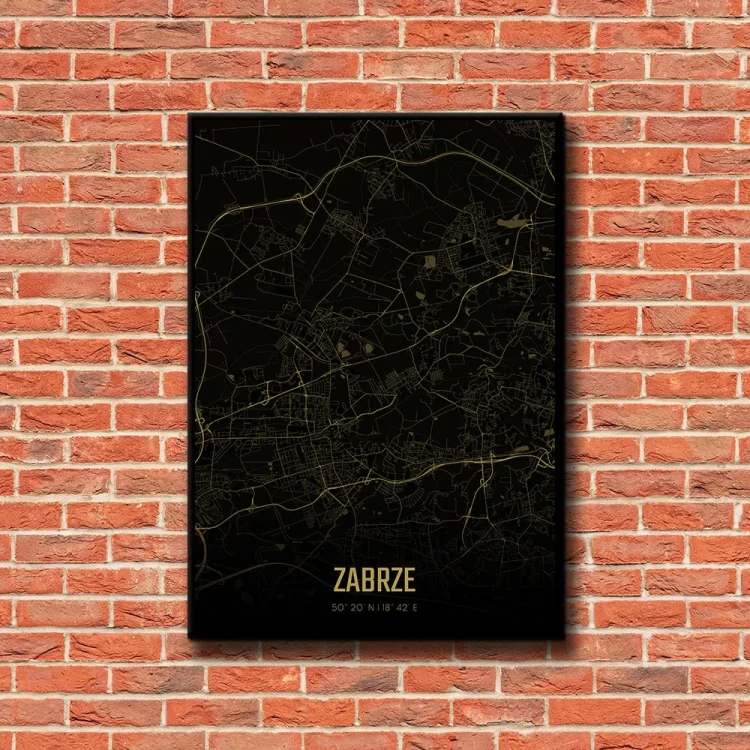 Plakat Zabrze amber night tło ściana czerwone cegły