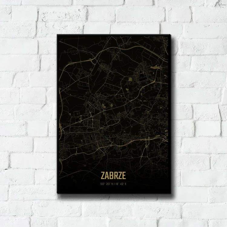 Plakat Zabrze amber night tło ściana białe cegły