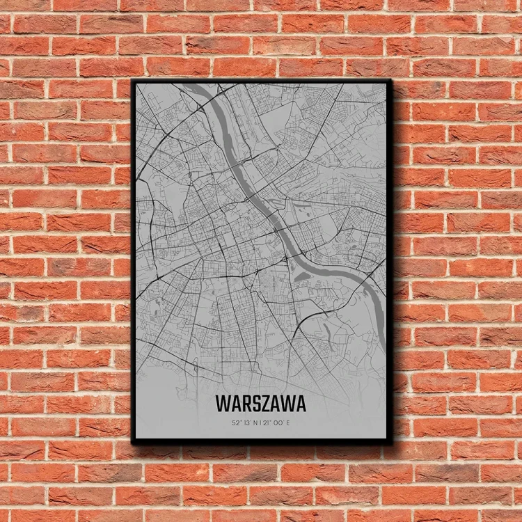 Plakat Warszawa fog tło ściana czerwone cegły