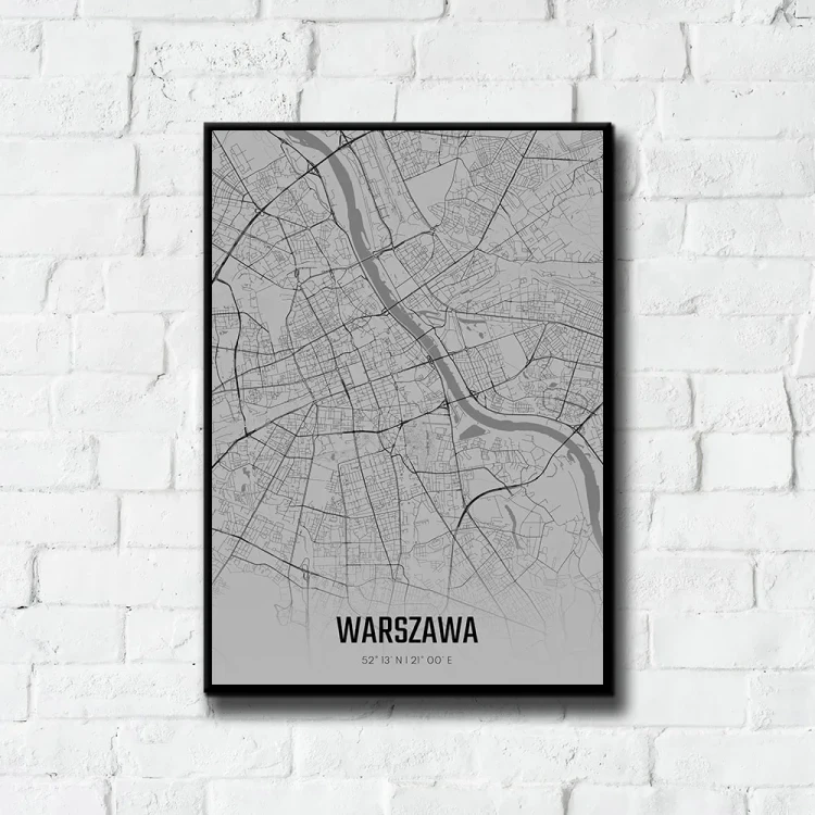 Plakat Warszawa fog tło ściana białe cegły
