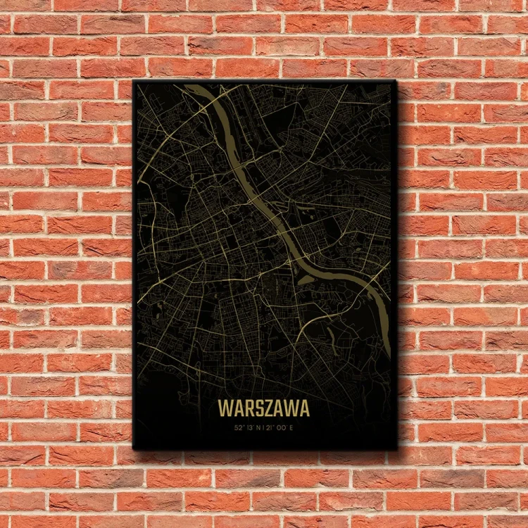 Plakat Warszawa amber night tło ściana czerwone cegły