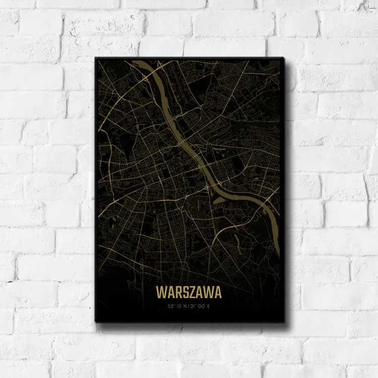 Plakat Warszawa amber night tło ściana białe cegły