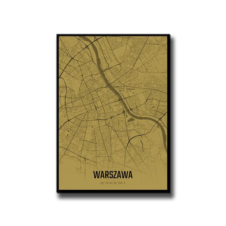 Plakat Warszawa amber białe tło