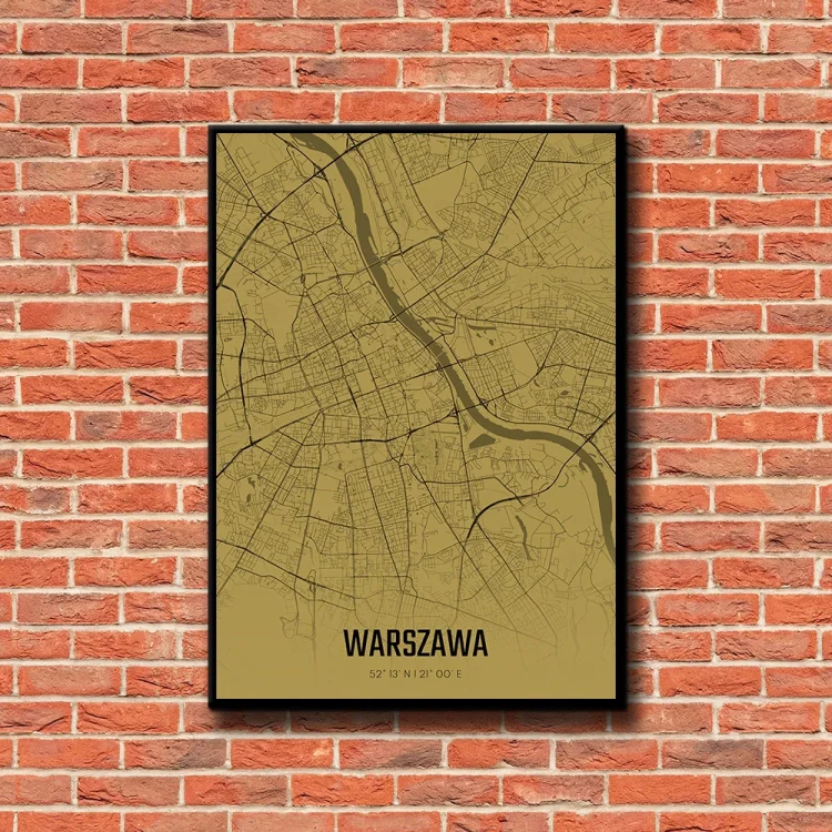 Plakat Warszawa amber tło ściana czerwone cegły