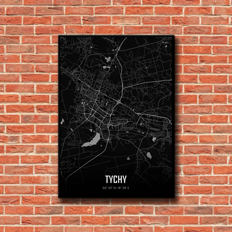 Plakat Tychy night tło ściana czerwone cegły