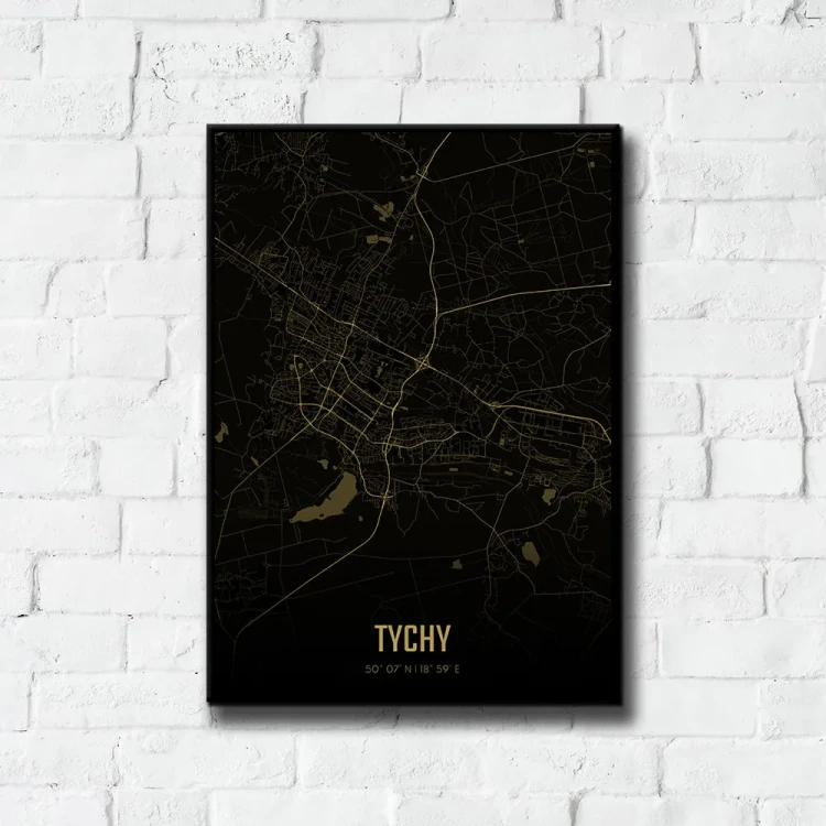 Plakat Tychy amber night tło ściana białe cegły