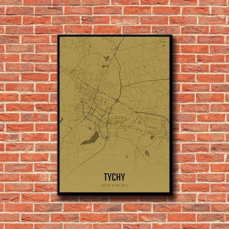 Plakat Tychy amber tło ściana czerwone cegły