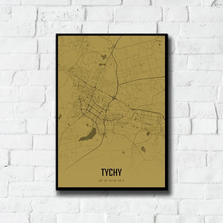 Plakat Tychy amber tło ściana białe cegły
