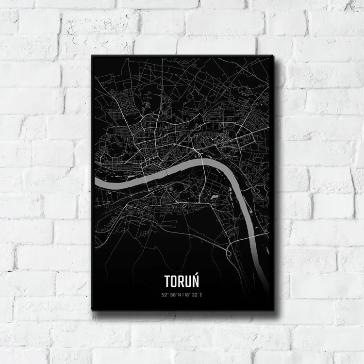 Plakat Toruń night tło ściana białe cegły