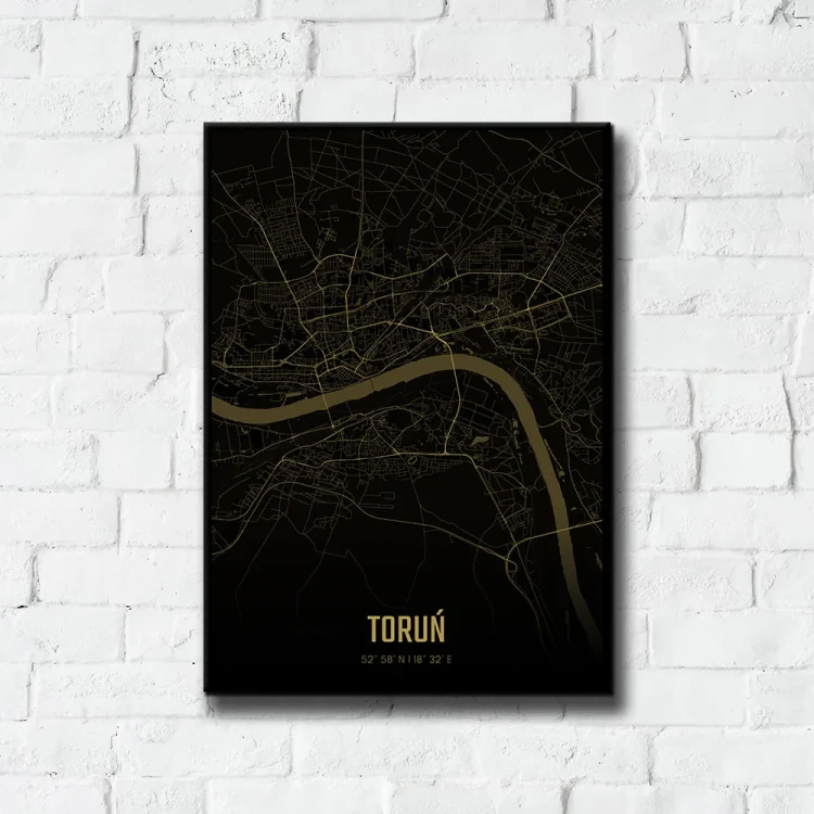 Plakat Toruń amber night tło ściana białe cegły