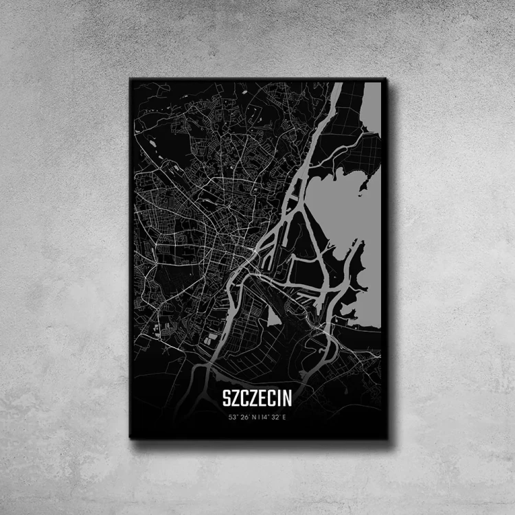 Plakat Szczecin night tło ściana szary beton
