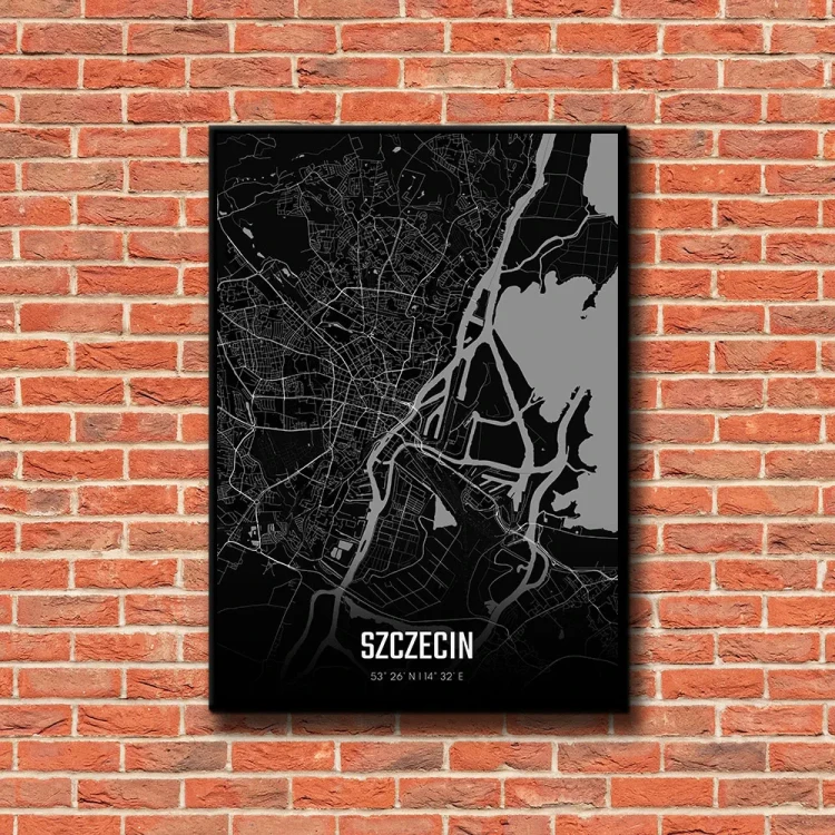 Plakat Szczecin night tło ściana czerwone cegły