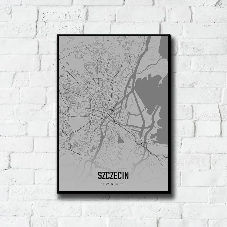 Plakat Szczecin fog tło ściana białe cegły