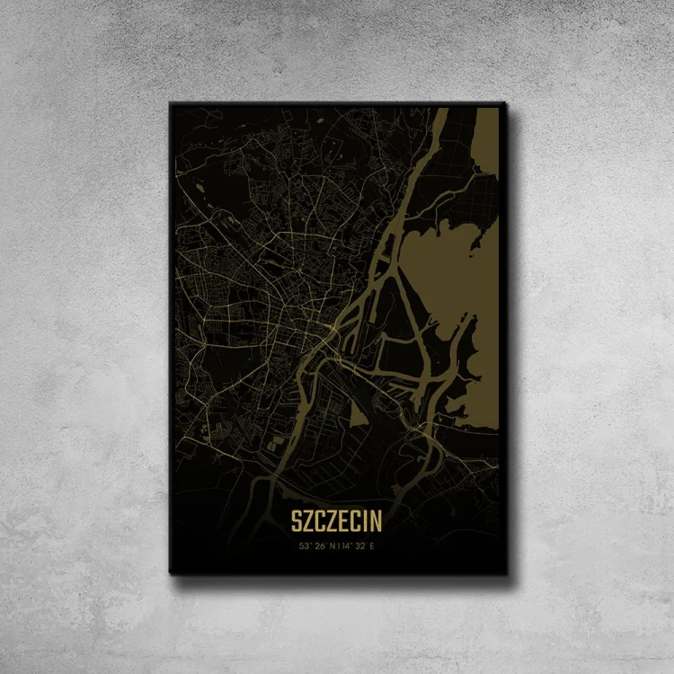 Plakat Szczecin amber night tło ściana szary beton